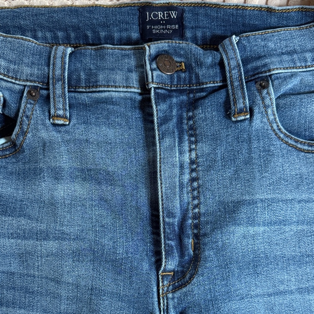 J.Crew 8" High-Rise Skinny Jeans in Blue